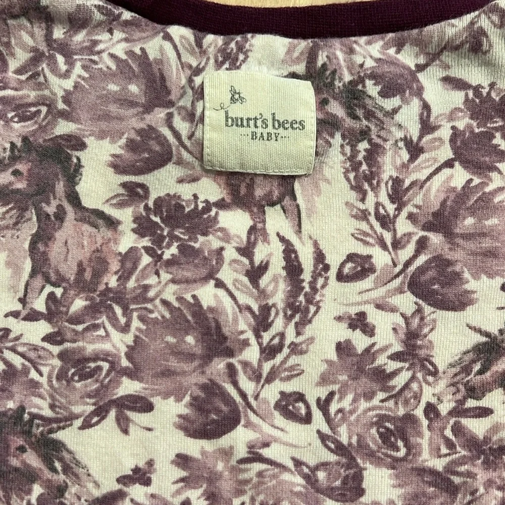 GENTLY USED PURPLE HORSES BURTS BEES BABY PAJAMAS SET  - SIZE 18M ORGANIC COTTON